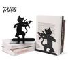 Par de Sujeta Libros Metálicos, Sujeta Libros de Gato, Sujeta Libros Lindos para Estanterías, Tope de Soporte Decorativo Resistente, Decoración para Escritorio de Oficina en Casa, Estantería