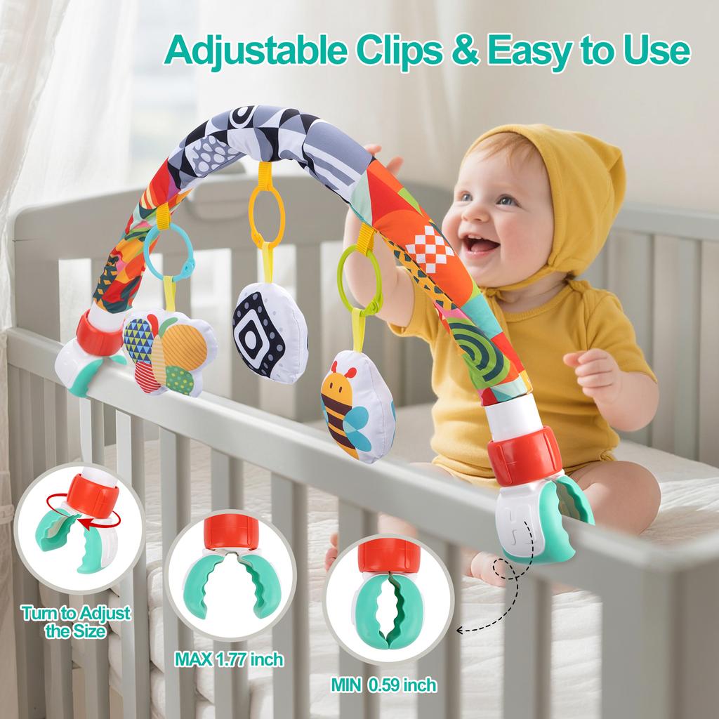 Baby Stroller Arch Toy Soft Cloth Toy Pram Activity Bouncer Toy Sensory Development Arch Newborns Car Seat Toy Fine Motor Skills