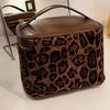 Large Capacity Make Up Pouch Bag Leather Pouch for Make Up Kit Leopard Print Cosmetic Bag  Daily