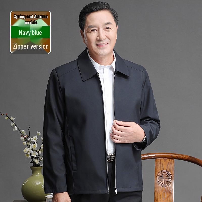 Middle-Aged and Elderly Men's Spring and Autumn Jacket – Ideal for 70-80-Year-Old Grandpa.