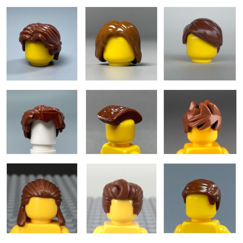 Yiran Toy Men's Brown 10Pcs/Lot Moc Bricks Hairs For 4Cm Figure Body Wear Works With Major Constructing Blocks Playthings Dolls