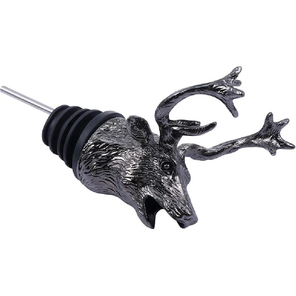 Happyyami 1pc Elk Head Wine Pourer Decorative Bottle Stopper Retro Zinc Alloy Spout for Smooth Pouring Premium Quality Wine Accessory for Bartenders