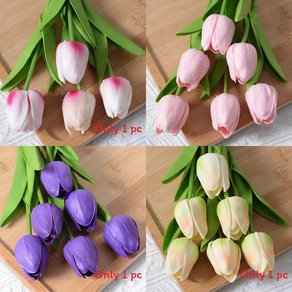 Tulip Artificial Flower With Pu Material For Home Decor And Photography Props
