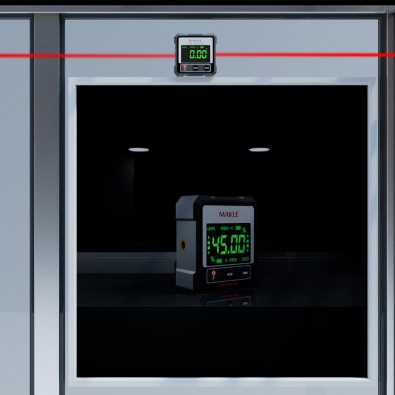 Laser Level Ruler    2-side Laser Digital Protractor InclinometerInclinometer Magnetic Base Goniometer Magnet Angle Finder