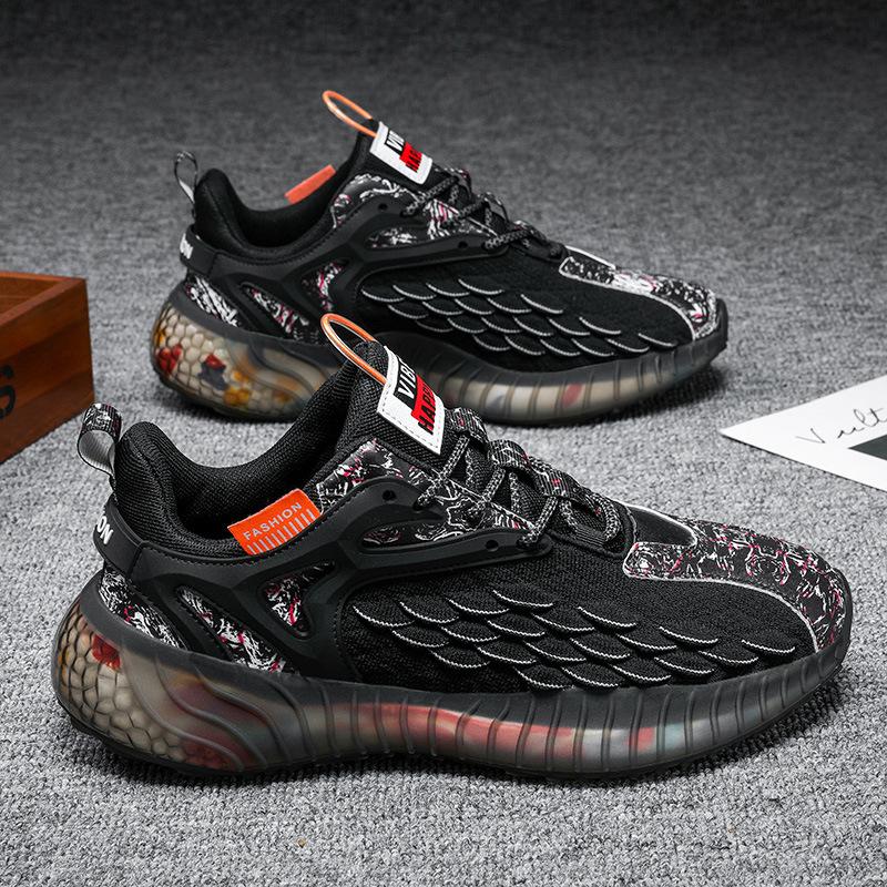 New men's shoes fish scale net coconut shoes country youth popcorn sneakers Leather