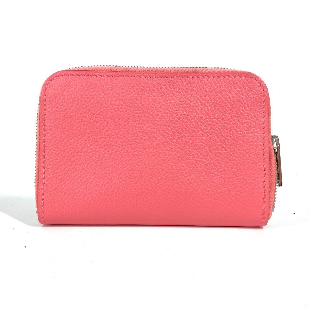HERMES Zip Angor Wallet Coin Compartment Zip Around coin purse Leather pink
