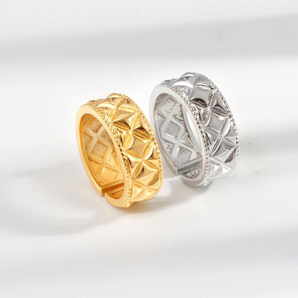 Prsteny stříbrné barvy Nová móda Luxusní šperky Dárky pro ženy Páry Kosočtverečná geometrie Party doplňky