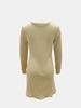 Elegant French V-neck A-line Textured Autumn Dress - Women's Long Sleeve Solid Color