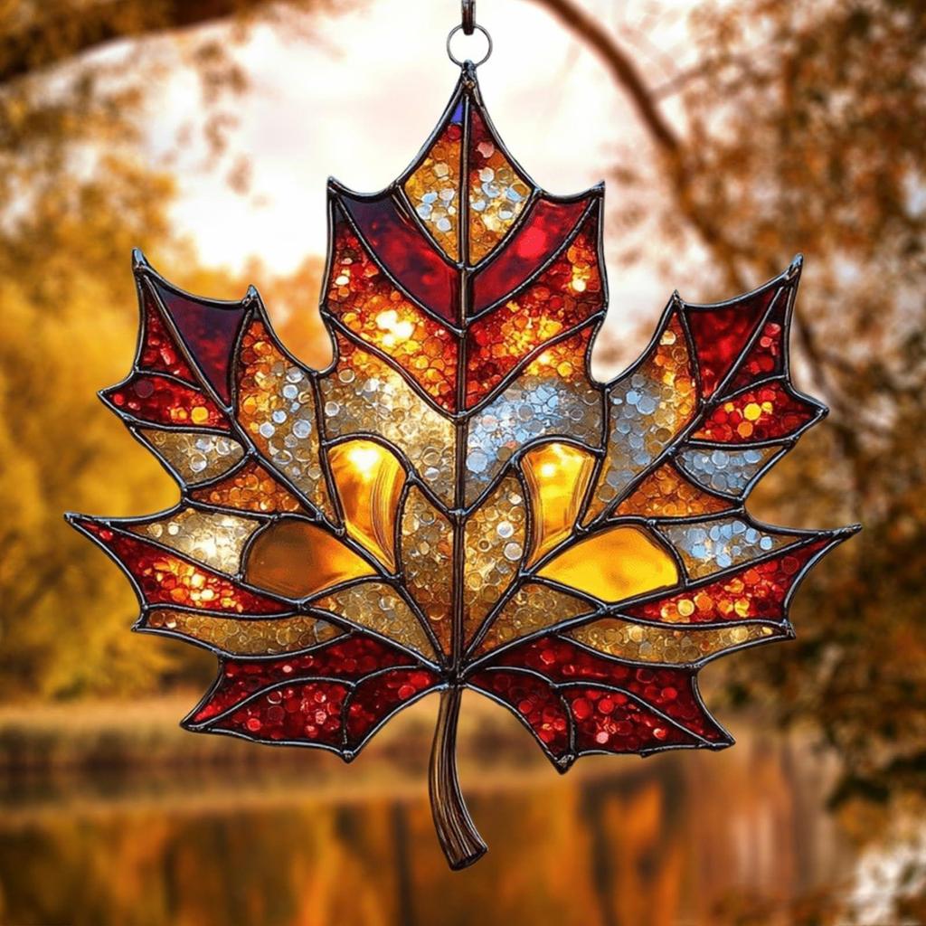 2D Light Catcher For Window Fall Maple Leaves Acrylic Pendant Sun Catcher Aesthetic Wall Crafts Pendant Thanksgiving Decoration