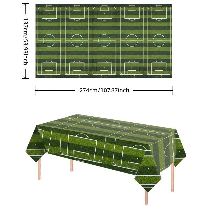 Soccer Tablecloth, Green Lawn Soccer Field Design, Home and Dining Room Decor Tablecloth, Fan Living Room Decoration,Soccer Game