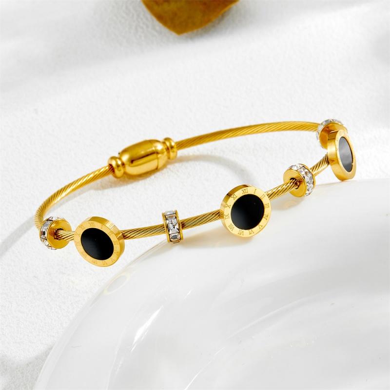 Fashionable Roman Digital Bracelet Simple and Elegant Geometric Stainless Steel Womens Bracelet 18cm&fashion золотистый