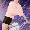 Li Ning Sports Fashion Series Back Hand-Painted Logo Letter Print Round Neck Casual Short Sleeve T-Shirt Women Tops Pink AHSQ068-2