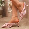 Leisure Women Slippers Slides Outside Thin High Heels Shoes Women Solid Leather Butterfly knot Platform Women Shoes Plus Size