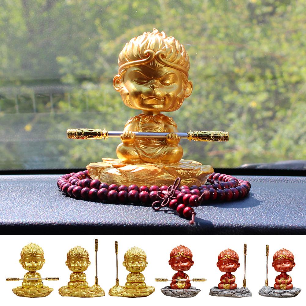For Black Mythology Sun Figure Statue Sculpture Monkey King Desktop Ornament with Golden Cudgel 2024 Car Dashboard Decor