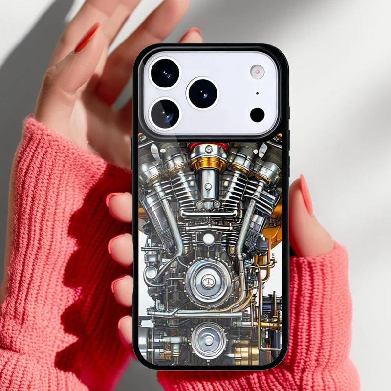 Motor Engine Motorcycle Phone Case for iPhone 17 Air 16e 15 14 13 Pro Max Back Cover for 12 11 Pro Coque
