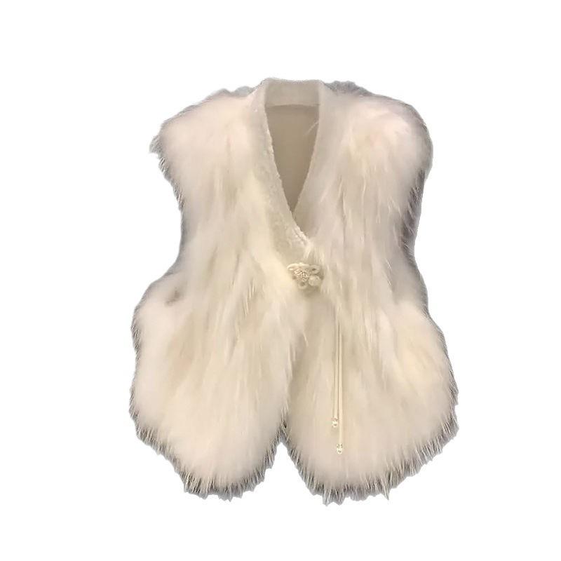 Chinese fashion fluff imitation fur vest jacket women's winter new design sense vest outside