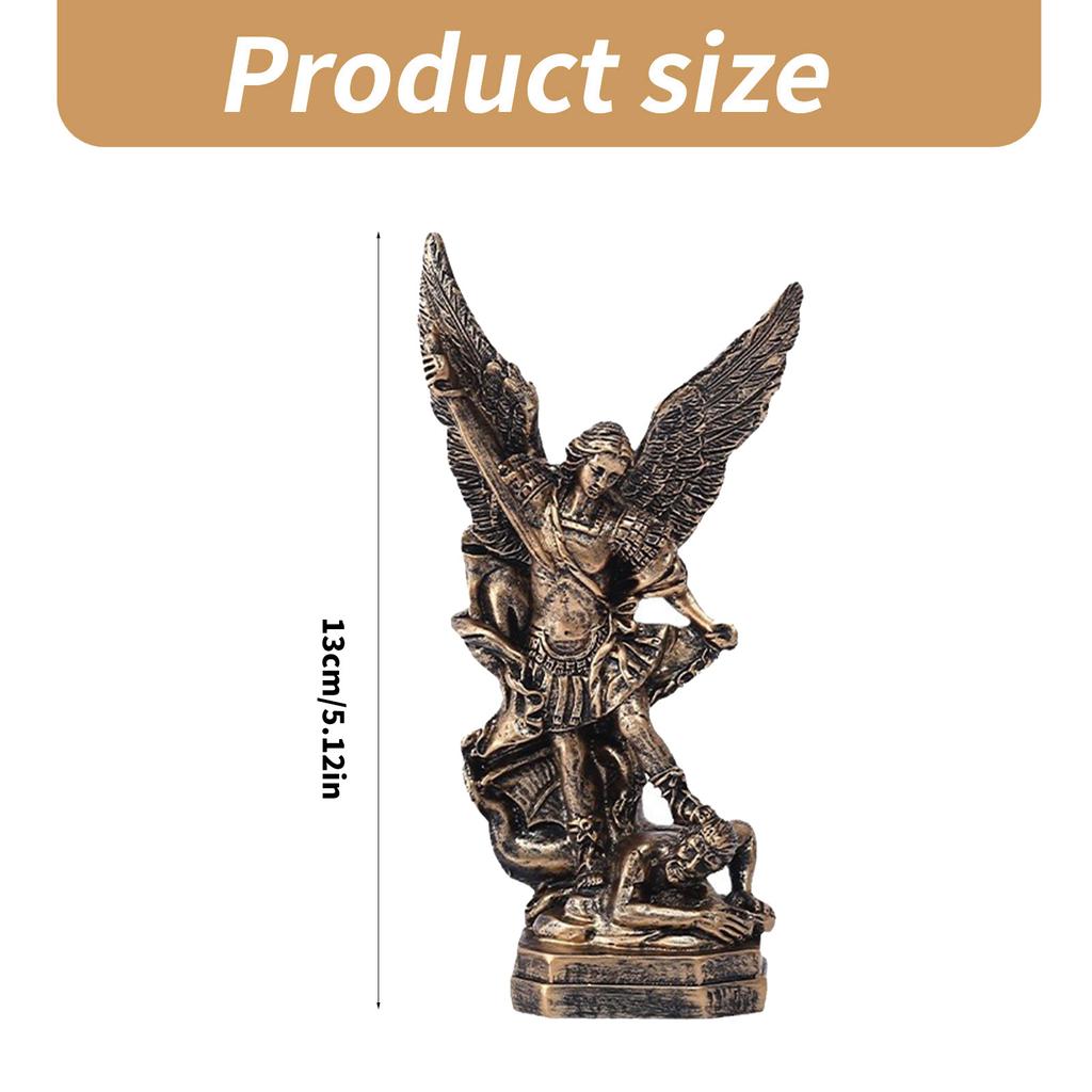 Religious Angel Michael Sculpture 13cm Tall for Spiritual Decors Religious Collectible Battle Angel Sculptures