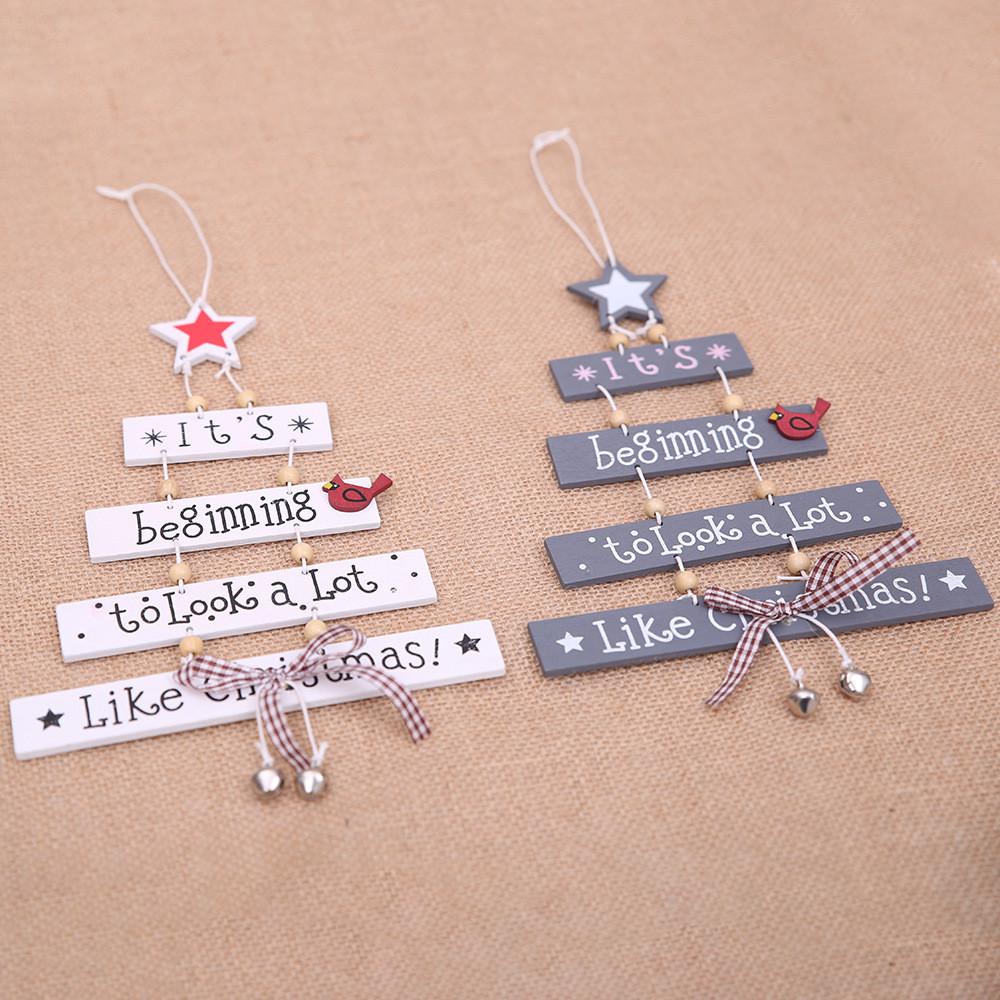 Wooden Whimsical Christmas Tree Ornaments Colorful Letter Features For Holiday Joy