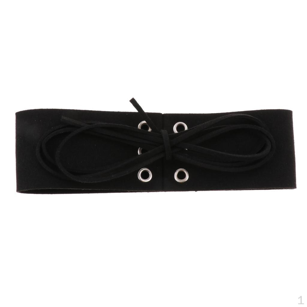 Регулируемый кожаный чокер-ожерелье Панк Гот Ошейник Шнуровка - чёрный