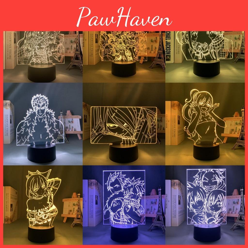 3D-Lichter Nacht Jungen Mädchen Fairy Tail Actionfigur Fee Lampe 16 Fernbedienungsfarben