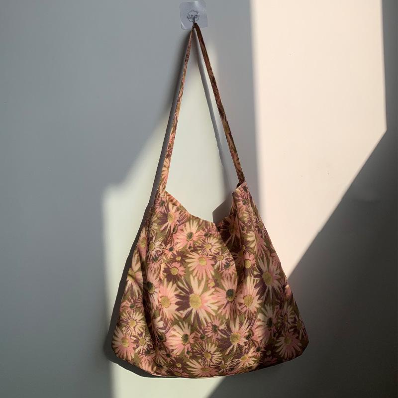 Schultertasche aus Kord-Canvas mit Leopardenmuster - Koreanischer Stil, Neues Sommer-College-Design