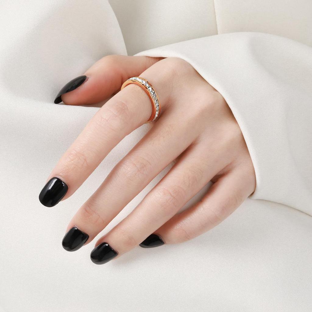 Korean Style Star Diamond Gold-Plated Titanium Steel Ring
