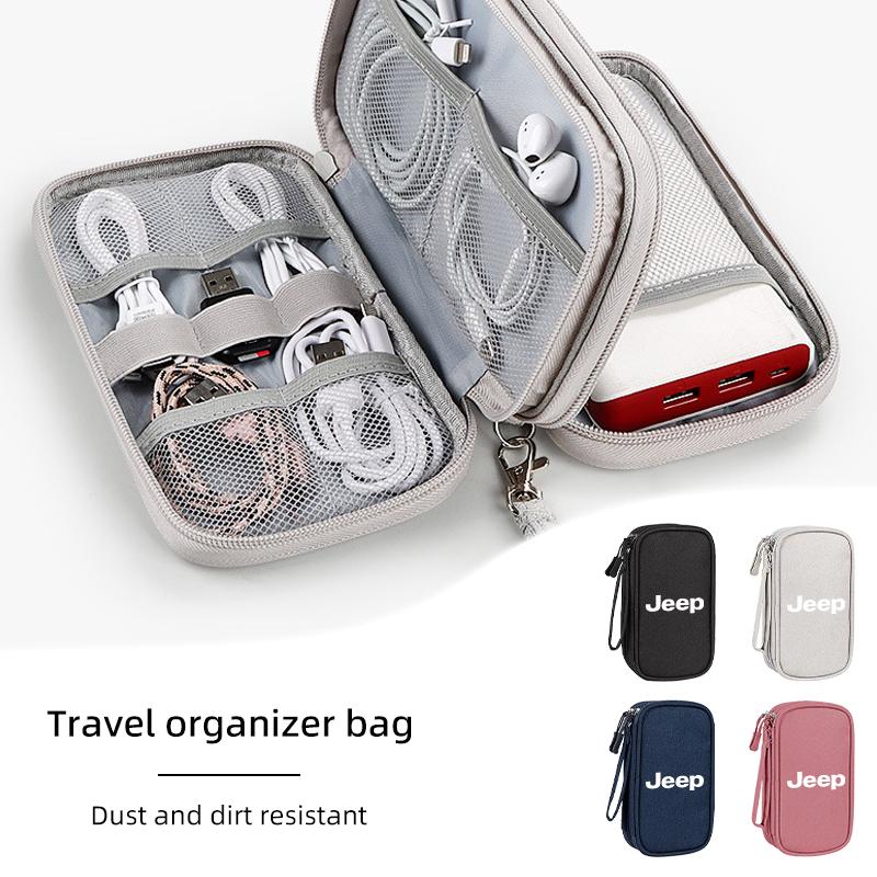 Car Interior Data Cable Storage Bag Mini EVA Case Travel Pack For Jeep Renegade Compass Grand Cherokee Wrangler JK Patriot Liber AJY1