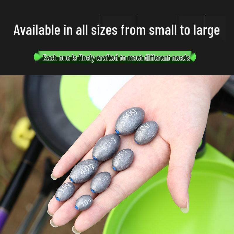 Olive-Shaped Plastic Core Lead Fishing Sinker: Line-Friendly for Freshwater and Sea