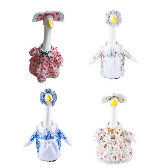 Spring Flower Porch Goose Outfit for 23 Inch Cement Goose Wildflower Floral Goose Clothes for Spring Summer Outdoor Patio Yard Lawn Decoration