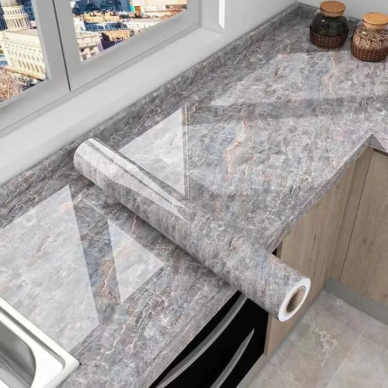 40cm Marble Vinyl Self Adhesive Wallpaper Waterproof Contact Paper PVC Wall Stickers for Kitchen Livingroom Home Decorative Film