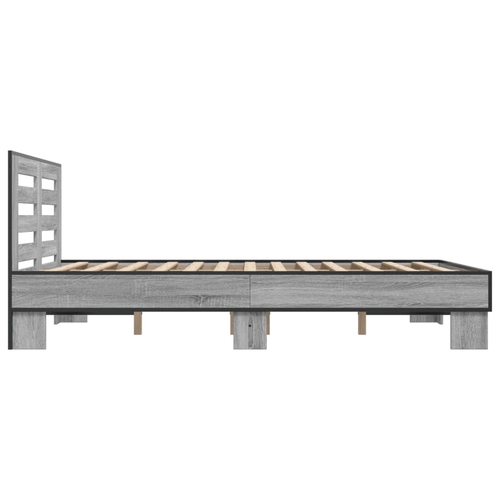 Bed Frame Gray Sonoma 120x200 cm Particleboard and Metal
