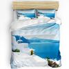 Island White Building Blue Sea Santorini Greece Bedding Set 3pcs Duvet Cover Pillowcase Quilt Cover Double Bed Set Home Textile