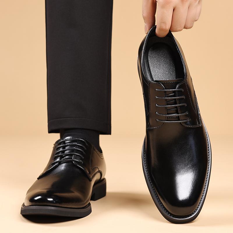 Official Website Hot Selling Men's Leather Casual Shoes Suit Formal Dress Shoes High-end Classic Men's Work Shoes Retro Brown