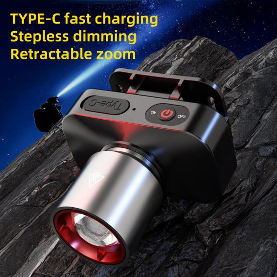 Outdoor Headlamp Telescopic Zoom USB Rechargeable 4 Modes Adjustable Waterproof Super Bright Lightweight