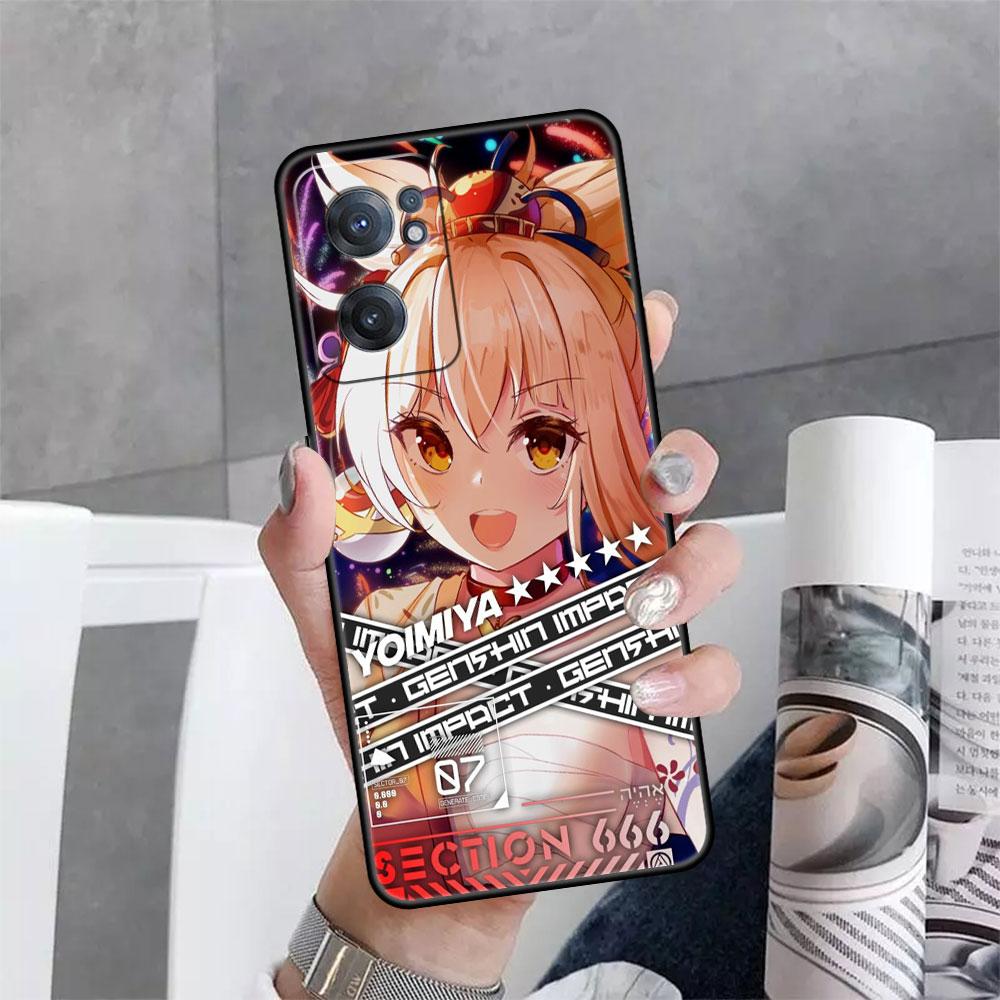Phone Black Case for OnePlus Nord 2 5G 8T 10 9 7 8 Pro 10T For Oppo A53 A16 A15 A54 A74 Silicone Funda Genshin Impact Anime