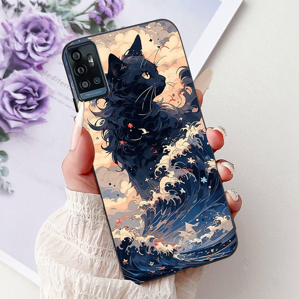 Für ZTE Blade A51 Hülle Für ZTE Blade A71 Case A7030 Luxus Schmetterling Liebe Süße Katze Cool Hübsch Löwe Bemalt Schwarzes Silikon