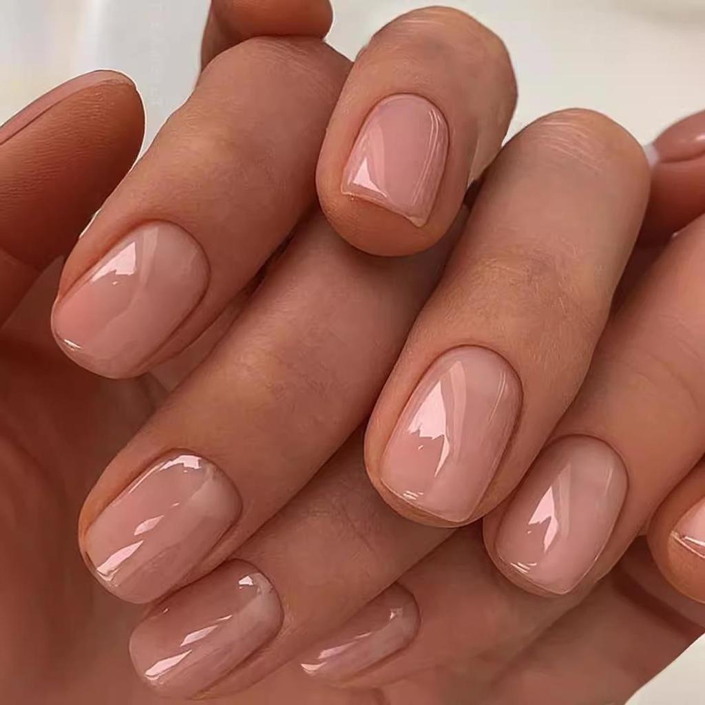 High-End Reusable Nude Manicure Set: Whitening & Removable False Fingernails for Commute