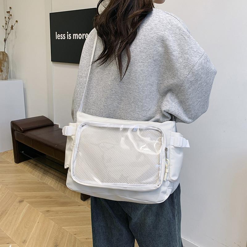 Japanese College Style Large Clear Jelly Bag With Zipper For Casual Travel