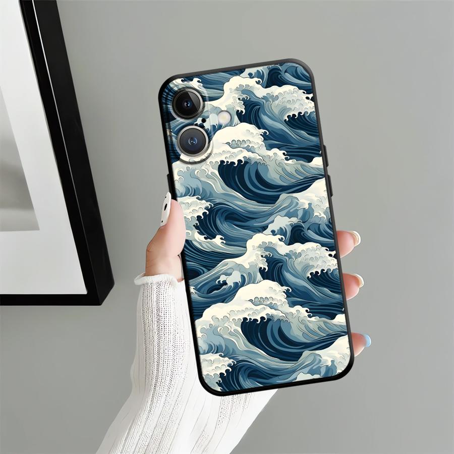 Funda Phone Cover Case for Apple iPhone 17 Pro Max Air 14 11 16 15 Pro 7 8 13 XR XS MAX 12 Cartoon Wave