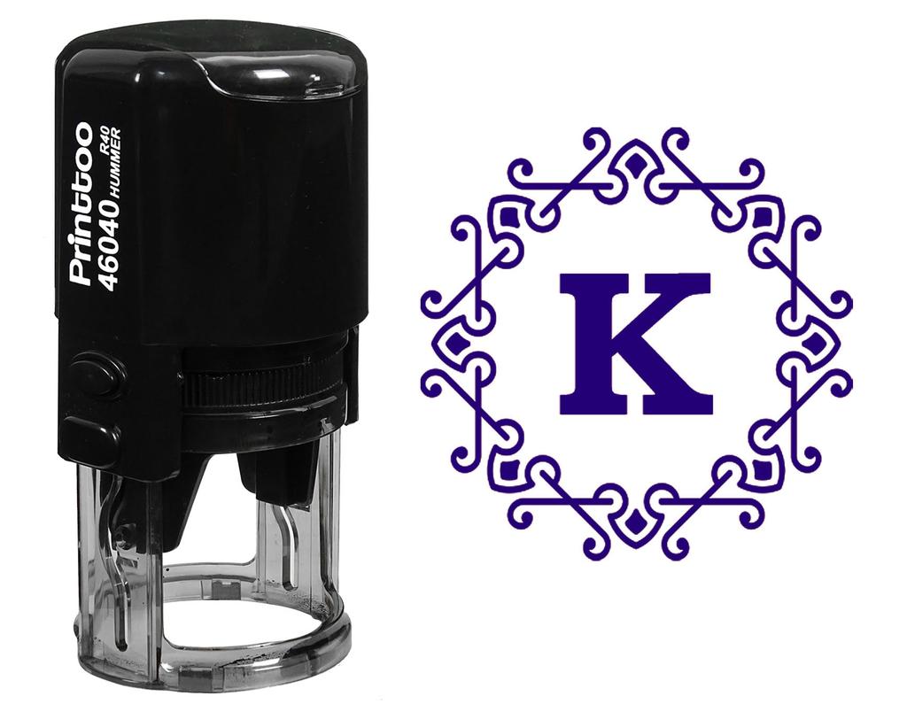 Printtoo Self Inking Office Stationary Octagon Celtic Swirl Frame Alphabet K Monogram R-40 Rubber