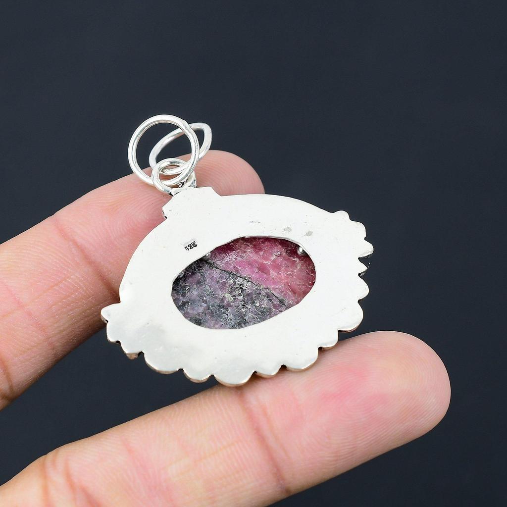 Easter Deal Rhodonite Gemstone Heart Chakra Engagement Pendant Sterling Silver