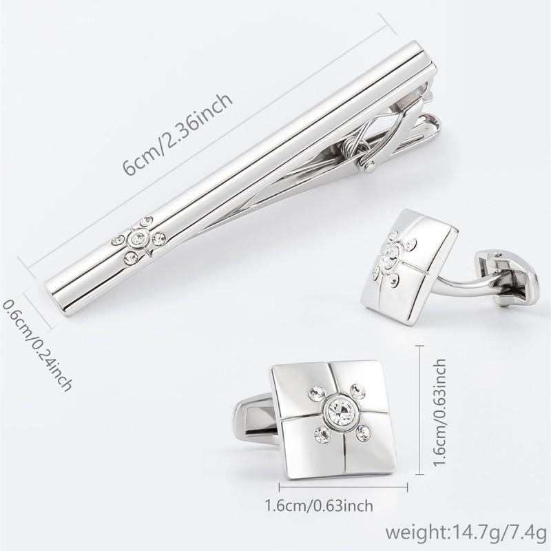 

Diamond-encrusted Tie Clip Cufflinks Set Business Men s Collar alloy