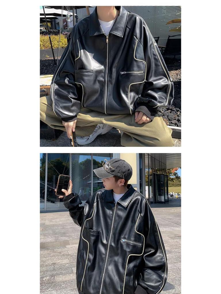 Men's Retro PU Leather Jacket - Trendy Korean Style, Street Fashion, Hip Hop Cardigan, Autumn/Winter Outerwear