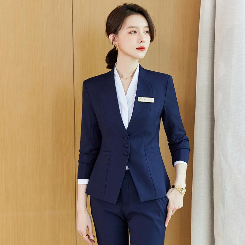 

Жіночий костюм-піджак без коміра високого класу для офісу та робочого одягу для косметологів - Колекція Весна/Осінь XXL