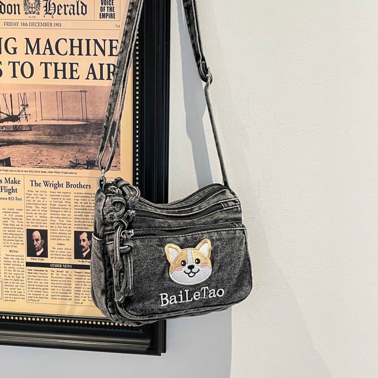 Borsa a tracolla borsa a spalla in denim lavato vintage