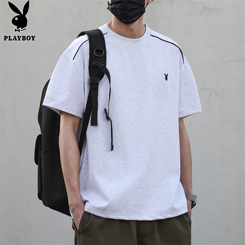 PLAYBOY Men s Round Neck Short Sleeve Loose T-Shirt XL 960₽