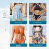 Plus Size Ruffle Sleeve High Waist Bikini Swimwear - Solid Color Two-Piece