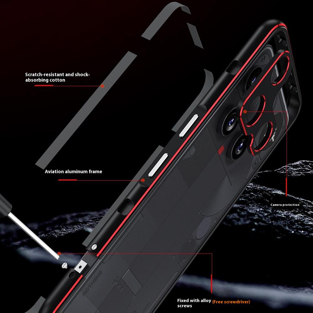 För ingenting telefon (3) 5G Stötfångarskal Metallram Telefonskydd med Kameralinsskydd