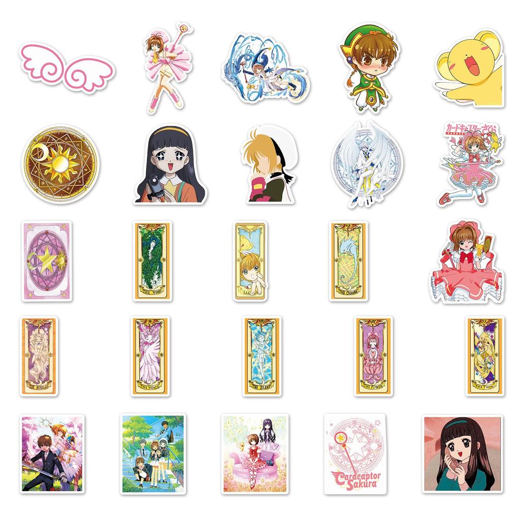 50 Anime Cardcaptor Sakura Cartoon Graffiti Stickers for Suitcase, Car, Refrigerator