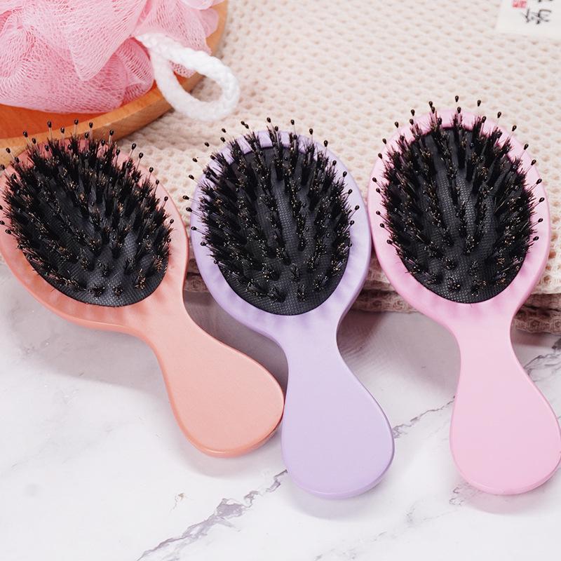 

Beech Wood Boar Bristle Mini Head Cushion Brush - Portable Quick Styling Airbag Brush